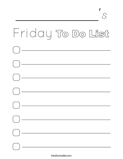 Friday To Do List Coloring Page