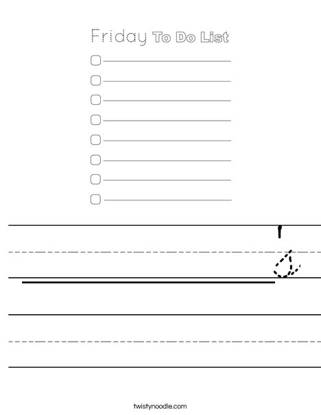 Friday To Do List Worksheet