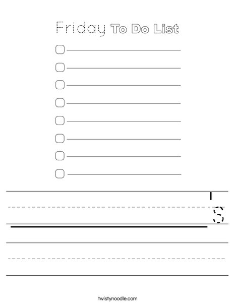 Friday To Do List Worksheet