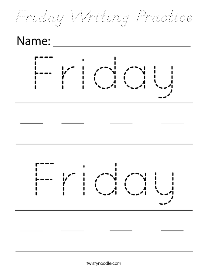 Friday Writing Practice Coloring Page