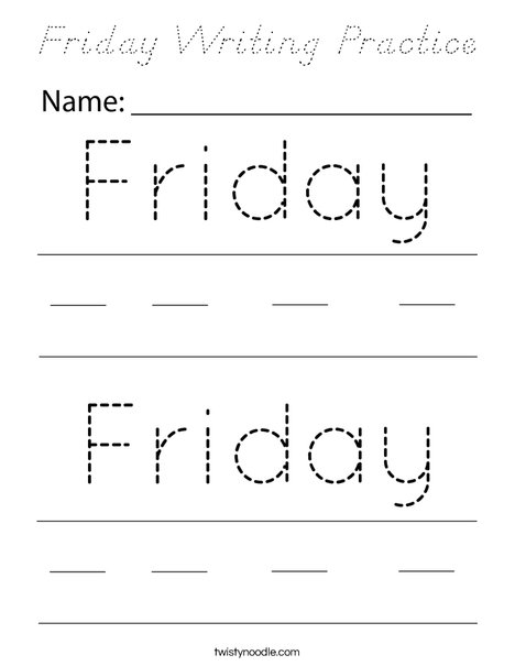 Friday Writing Practice Coloring Page