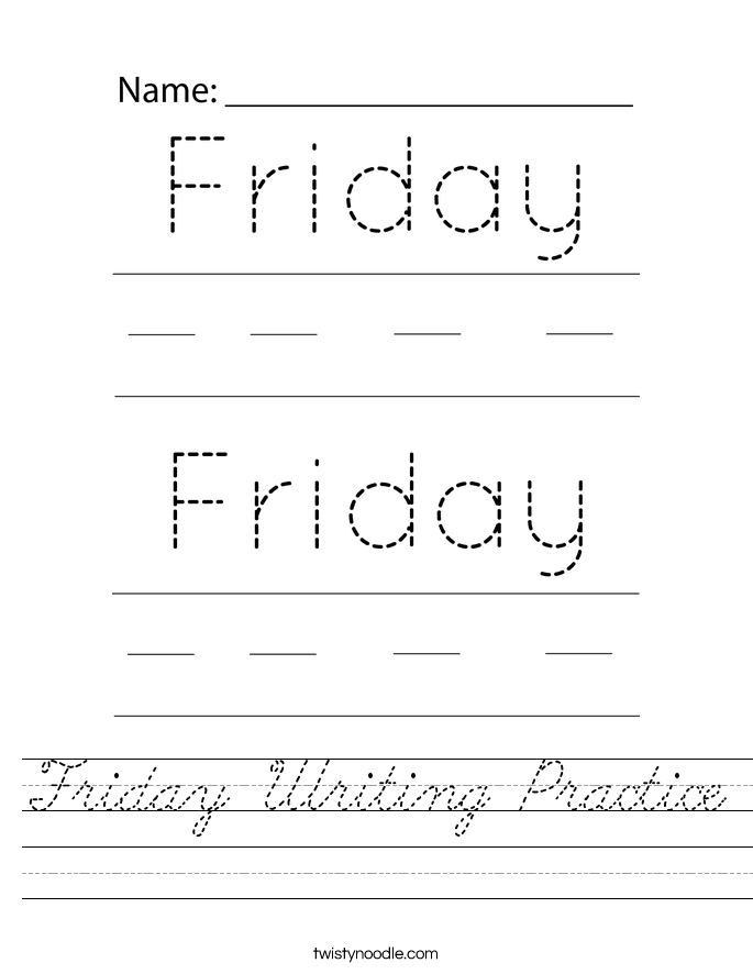 Friday Writing Practice Worksheet