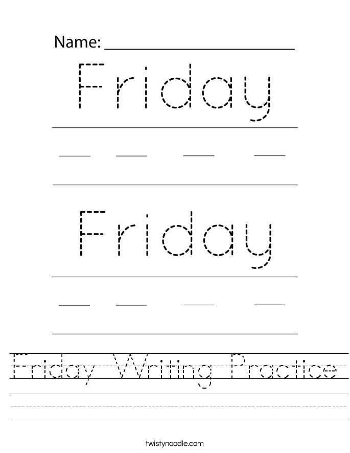 Friday Writing Practice Worksheet