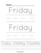 Friday Writing Practice Handwriting Sheet