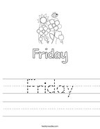 handwriting practice days of the week Friday Handwriting Sheet