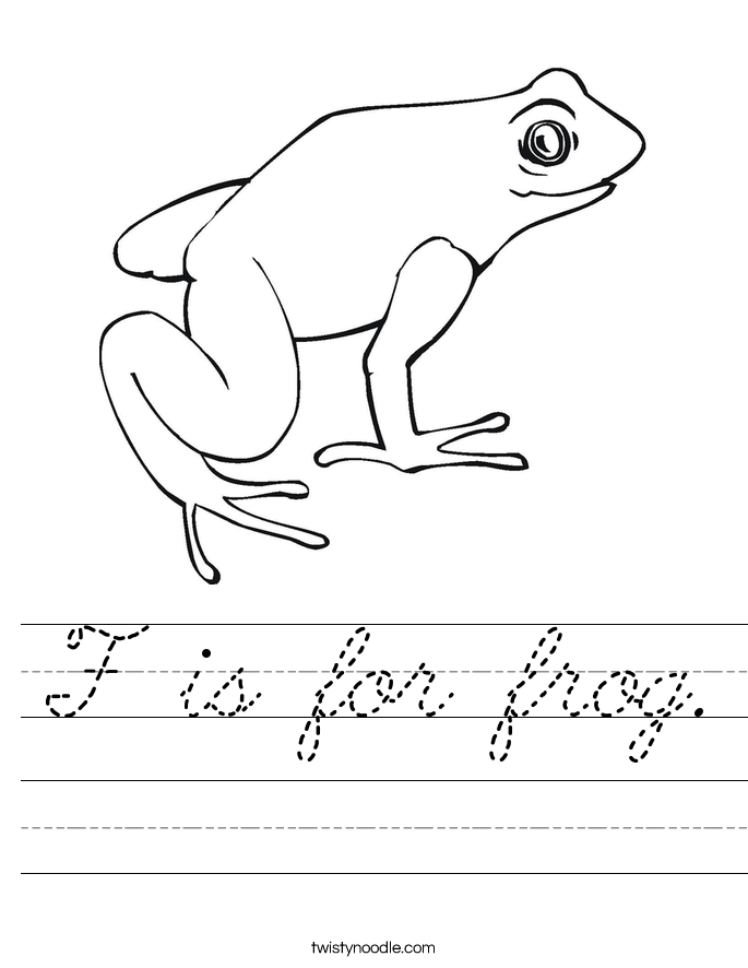 F is for frog. Worksheet