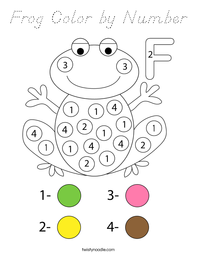 Frog Color by Number Coloring Page