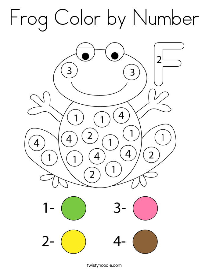 Frog Color by Number Coloring Page