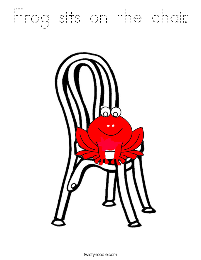 Frog sits on the chair. Coloring Page
