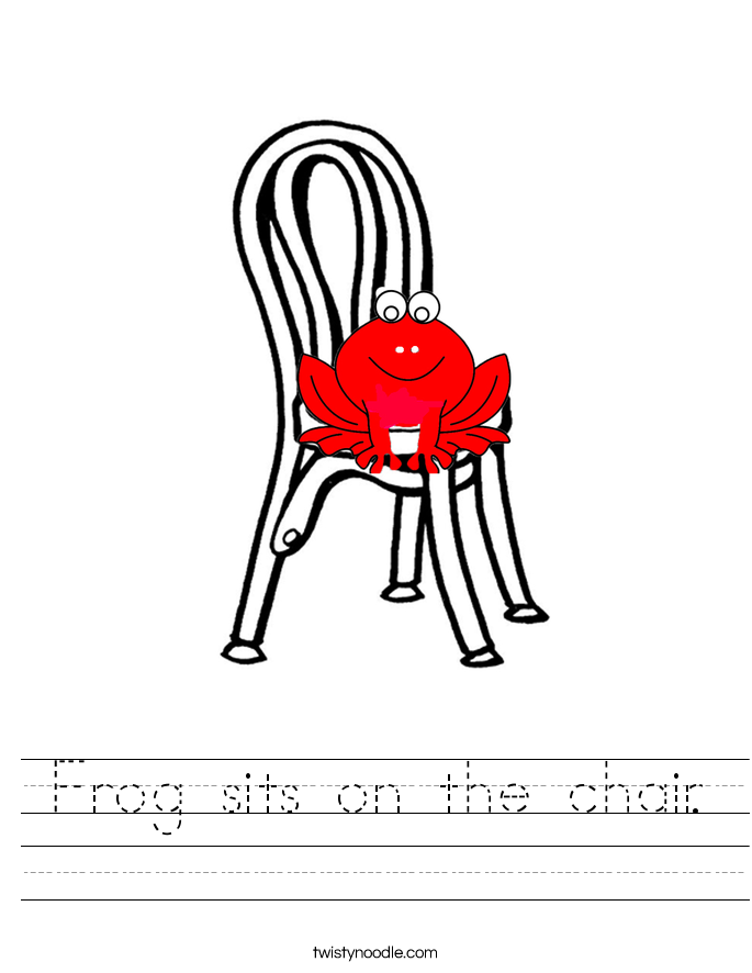 Frog sits on the chair. Worksheet
