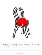 Frog sits on the chair Handwriting Sheet