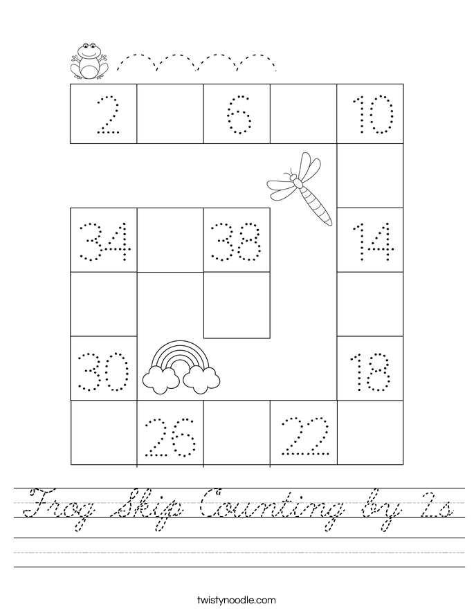 Frog Skip Counting by 2s Worksheet