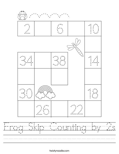 Frog Skip Counting by 2s Worksheet