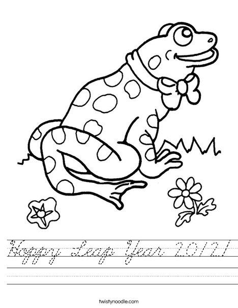 Frog with Tie Worksheet