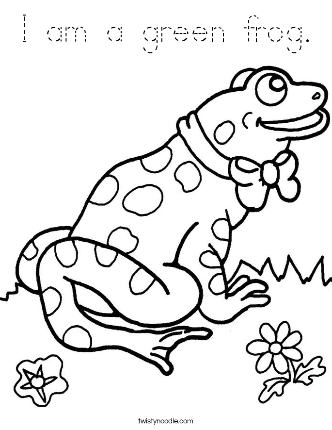 I am a green frog. Coloring Page