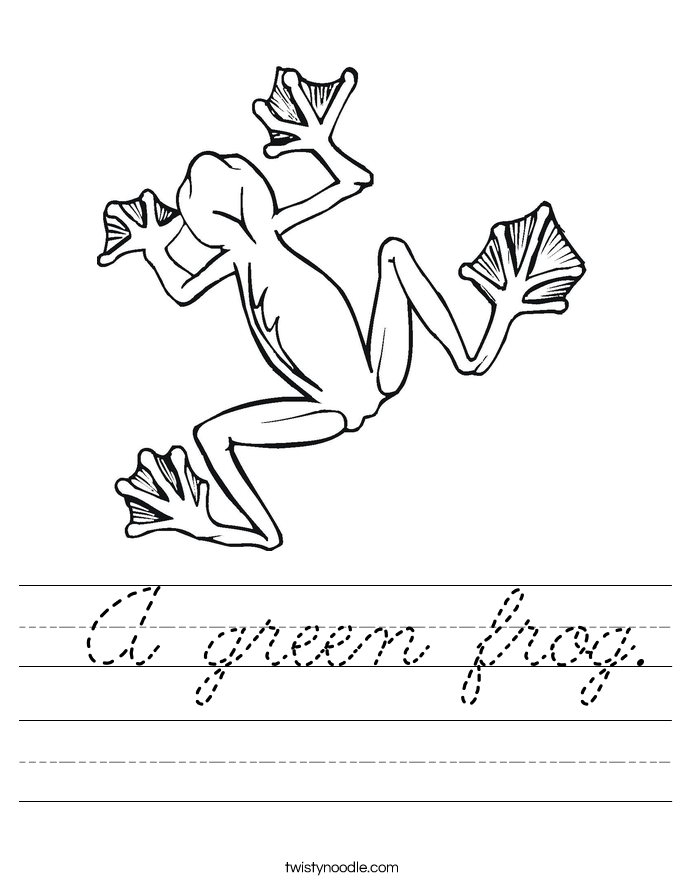  A green frog. Worksheet