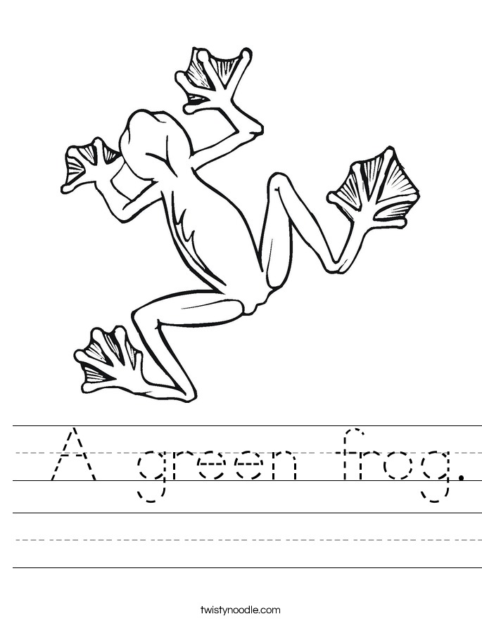  A green frog. Worksheet