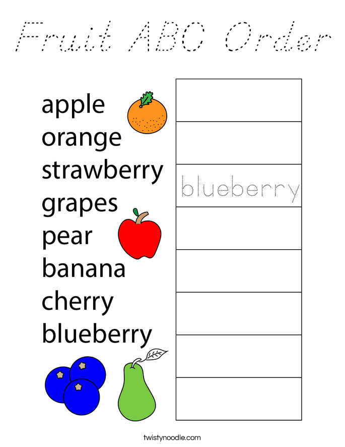 Fruit ABC Order Coloring Page