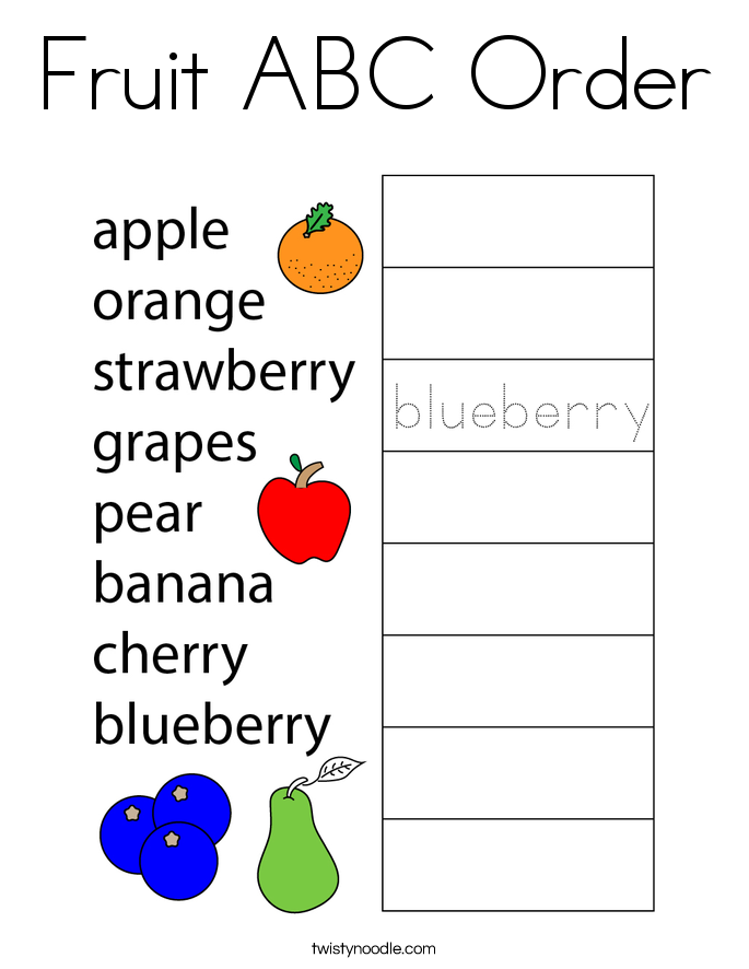 Fruit ABC Order Coloring Page