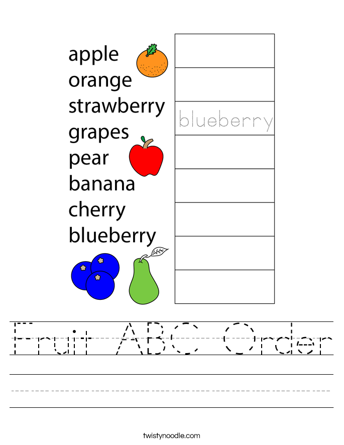 Fruit ABC Order Worksheet