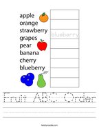 Fruit ABC Order Handwriting Sheet