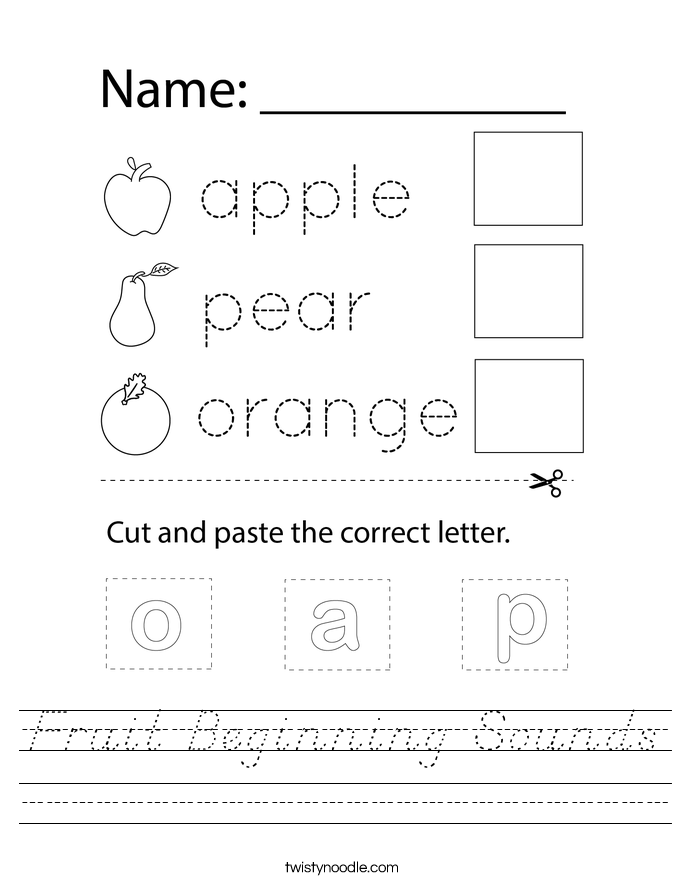 Fruit Beginning Sounds Worksheet