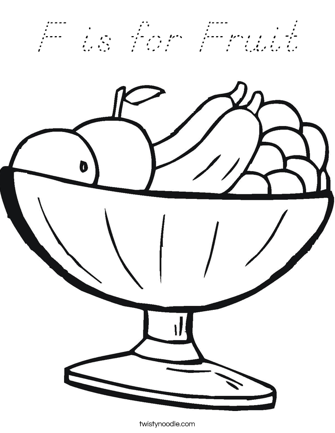 F is for Fruit Coloring Page