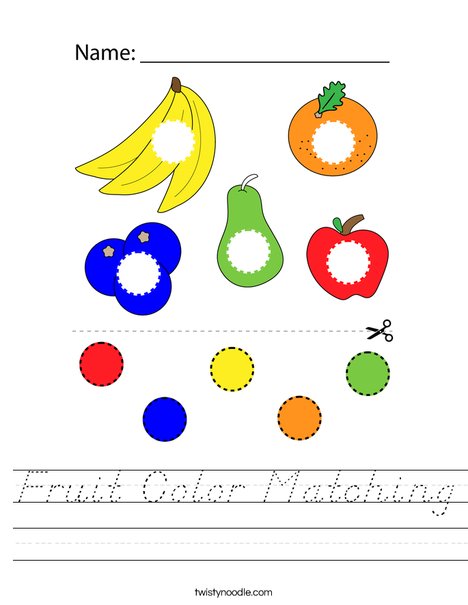 Fruit Color Matching Worksheet