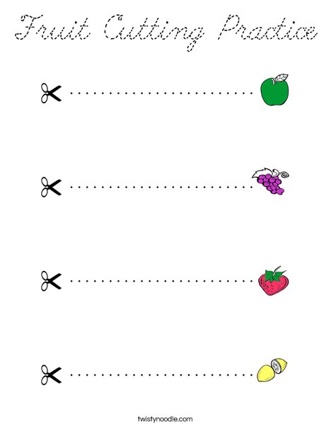 Fruit Cutting Practice Coloring Page