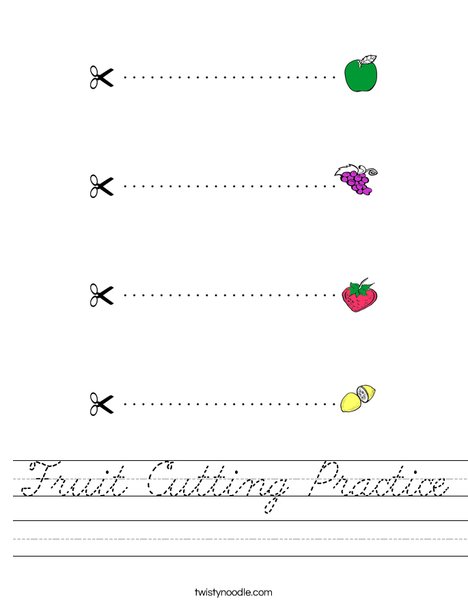 Fruit Cutting Practice Worksheet
