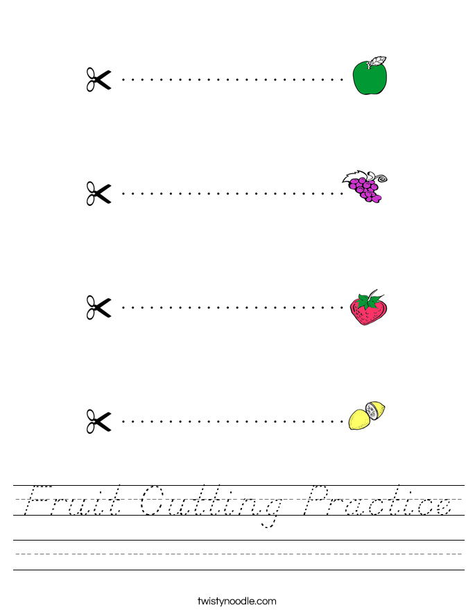 Fruit Cutting Practice Worksheet