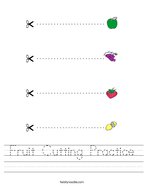 Fruit Cutting Practice Handwriting Sheet