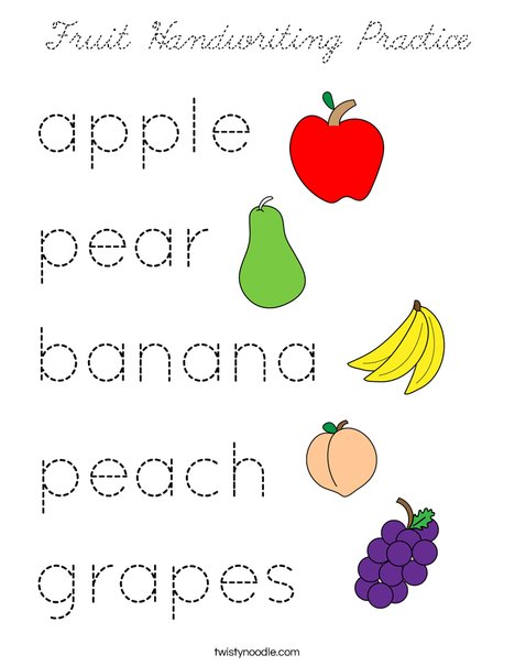 Fruit Handwriting Practice Coloring Page