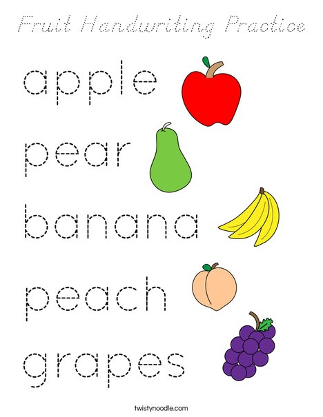 Fruit Handwriting Practice Coloring Page