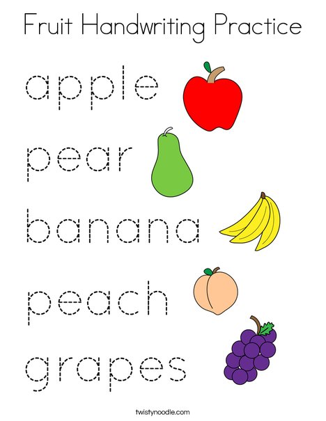 Fruit Handwriting Practice Coloring Page