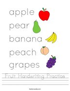 Fruit Handwriting Practice Handwriting Sheet