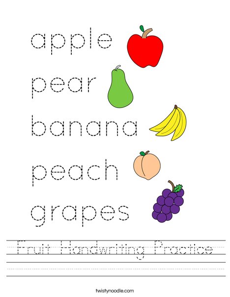 Fruit Handwriting Practice Worksheet