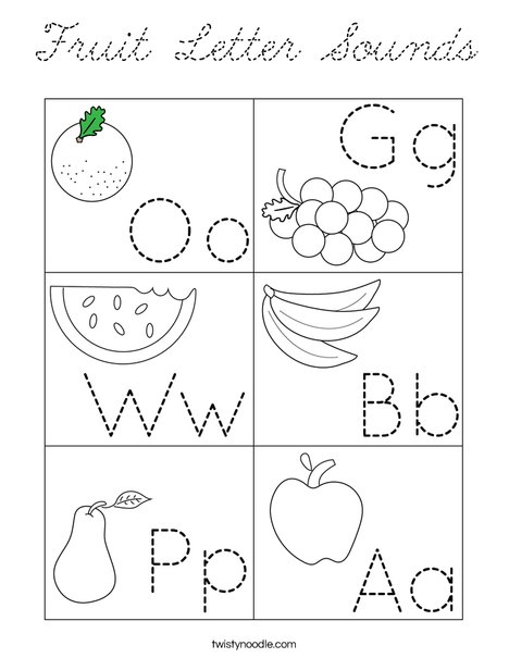 Fruit Letter Sounds Coloring Page
