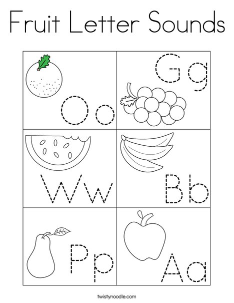 Fruit Letter Sounds Coloring Page