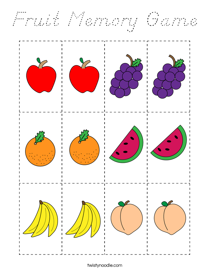 Fruit Memory Game Coloring Page