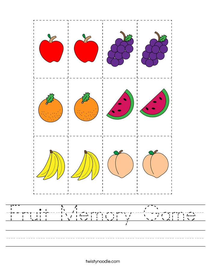 Fruit Memory Game Worksheet