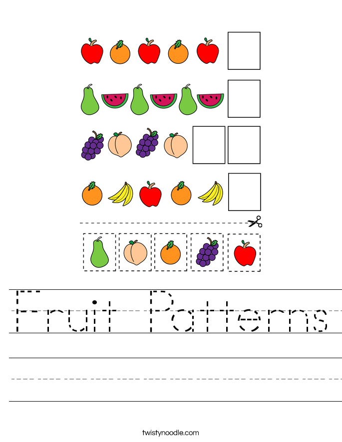 Fruit Patterns Worksheet Twisty Noodle Fruit Patterns Worksheet Twisty Noodle