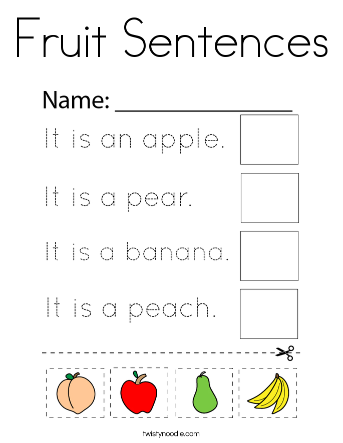 Fruit Sentences Coloring Page