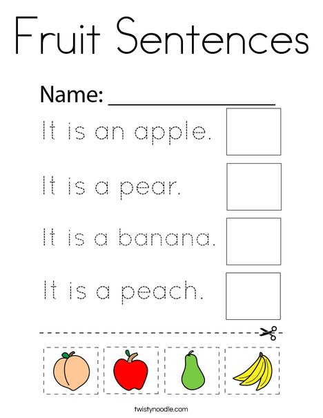 Fruit Sentences Coloring Page
