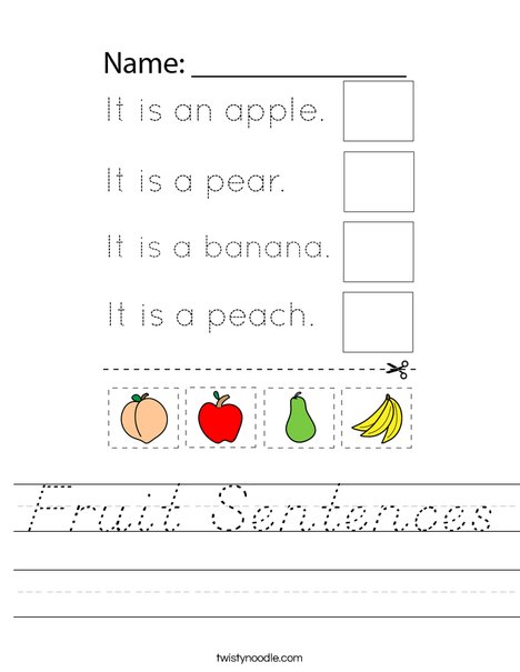 Fruit Sentences Worksheet