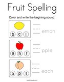 Fruit Spelling Coloring Page