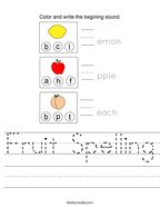 Fruit Spelling Handwriting Sheet