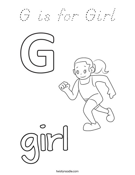 G is for Girl Coloring Page