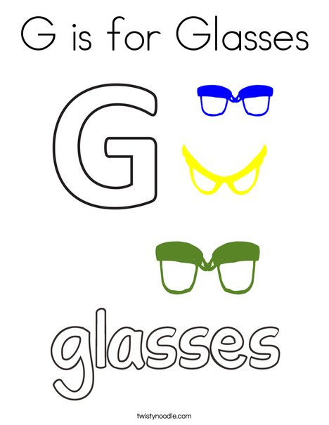 G is for Glasses Coloring Page