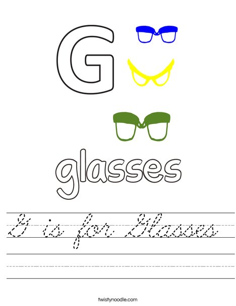 G is for Glasses Worksheet